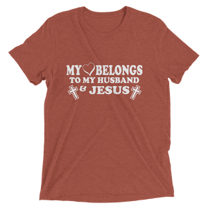My Heart Belongs to My Husband and Jesus - Premium Short-Sleeve Ladies T-shirt