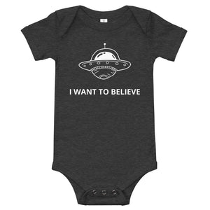 I Want To Believe - UFO Short-Sleeve Baby Bodysuit - Dark Grey